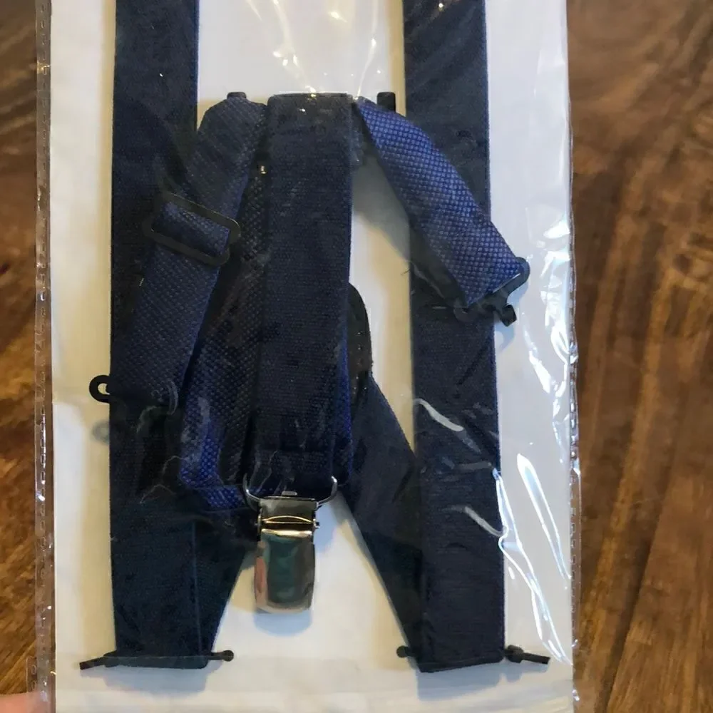 Kids Umo Lorenzo Suspender And Bow Tie Set-Navy blue